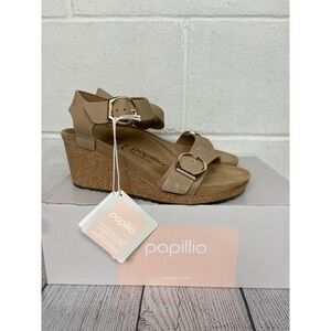 Papillio Soley Ring Buckle Wedge Sandals Sandcastle‎ Narrow Fit Size 37 US 6